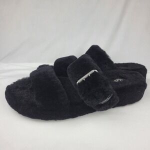 UGG Fuzz Yeah Sheepskin Slipper Slide Women's Sandals Black Size 12 1104662